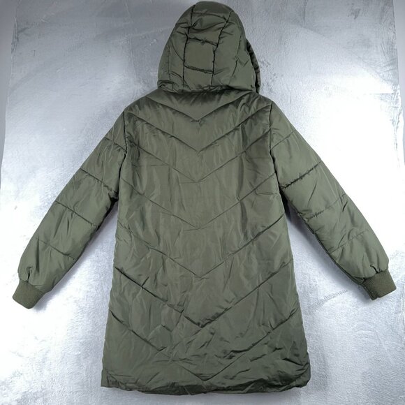 JDY Skylar Chevron Padded Jacket Long Hooded Womens Army Green Size Small - Picture 5 of 15